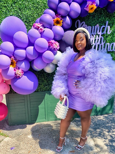 Tulle Sleeve Mini Ruched Dress